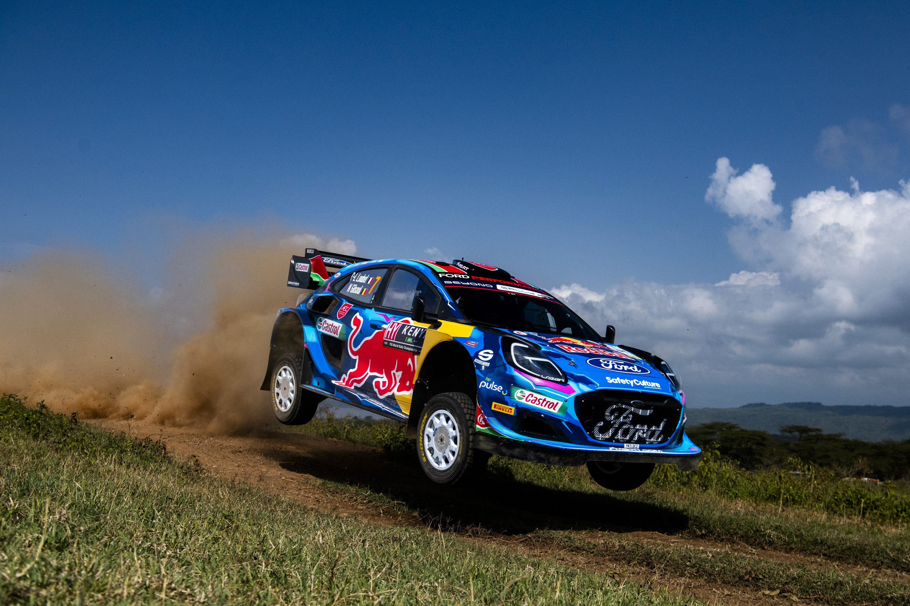 2023 WRC - Safari Rally Kenya - President William Ruto and Pierre Louis Loubet, M-Sport Ford Puma Rally1 Hybrid (photo: Jaanus Ree / Red Bull Content Pool)