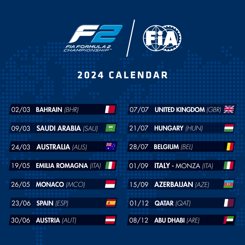 FIA Formula 2 Championship 2024 season calendar announced Wyndham Review