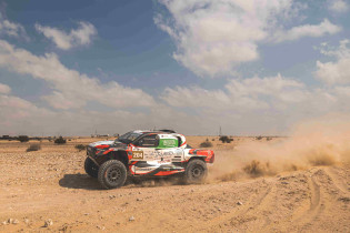 Dania Akeel at the Qatar International Baja with her Overdrive Racing Toyota